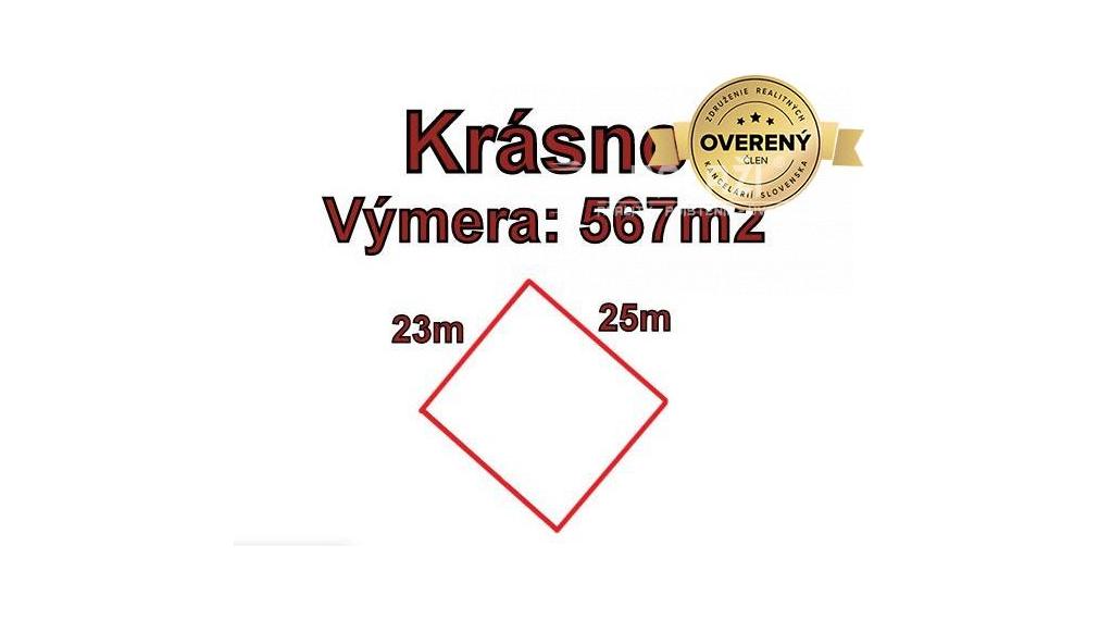 KRÁSNO - pozemok 567 m2, určený na výstavbu domu