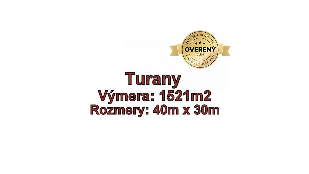 TURANY - pozemok 1521 m2,okr. Martin 