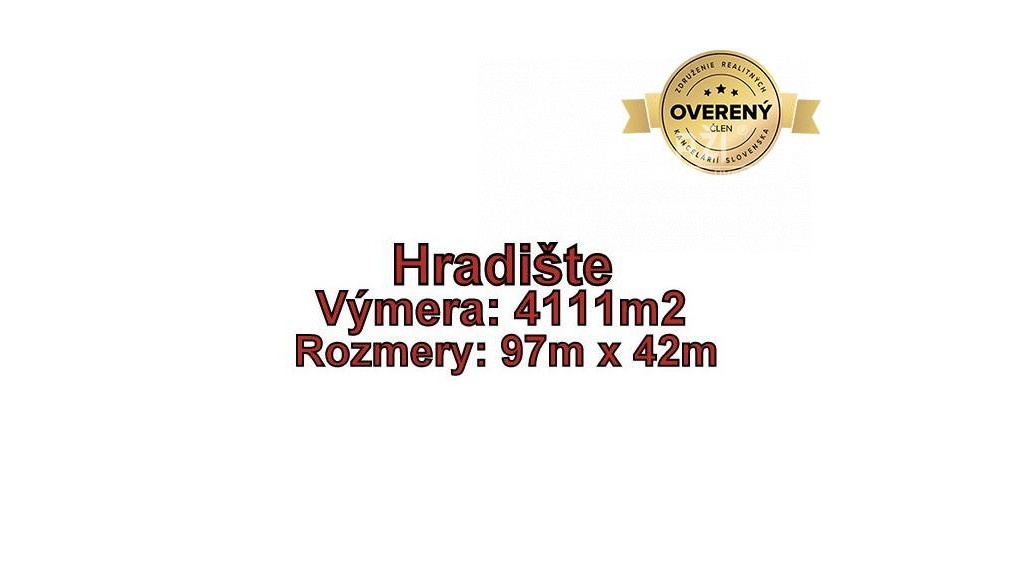 HRADIŠTE, pozemok výmera 4111 m2, okr. Partizánske