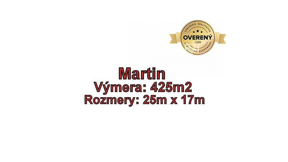  Rezervované! MARTIN - ODTOKY, pozemok 425m2 so stavebným povolením