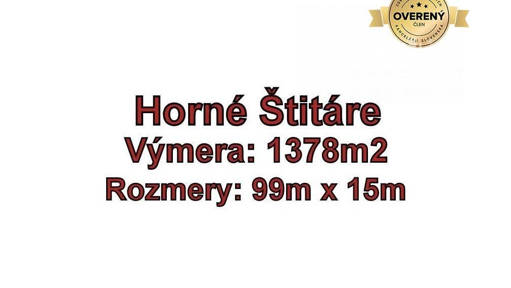 Horne Štitáre pozemok vhodný na výstavbu rodinného domu 1378 m2