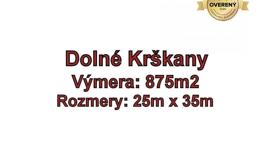 DOLNÉ KRŠKANY pozemok 875m2, okr. Nitra