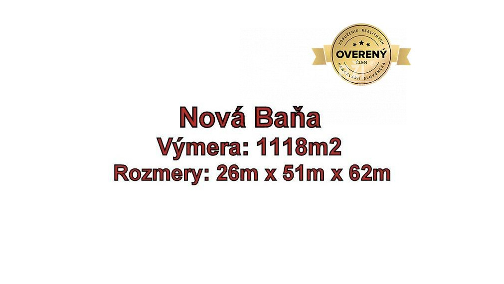 NOVÁ BAŇA - pozemok 1118 m2, okr. Žarnovica