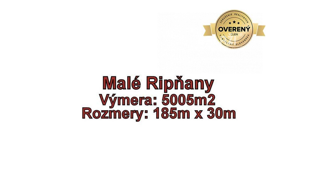 MALÉ RIPŇANY pozemky na výstavbu 5005 m2, okr. Topoľčany