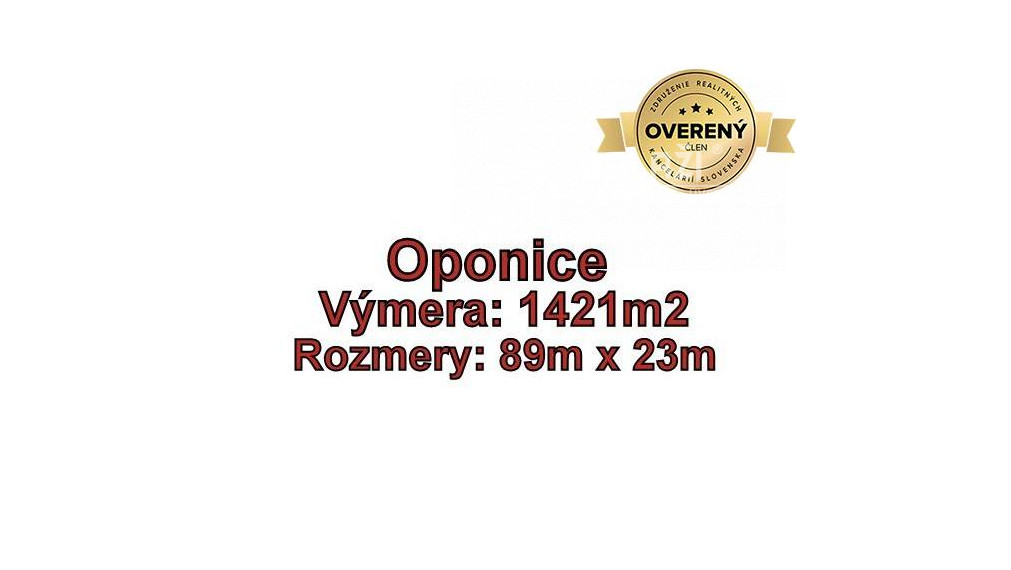 OPONICE pozemok vhodný na výstavbu 1421 m2 intravilán, okr. Topoľčany 