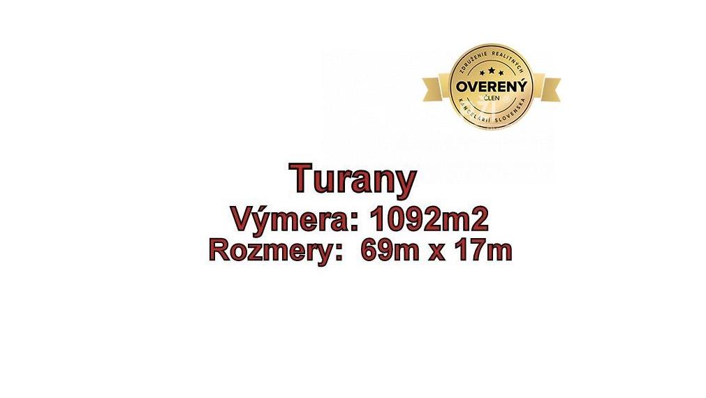 TURANY - pozemok 1092 m2,okr. Martin