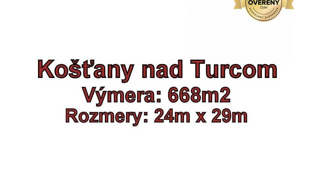 KOŠŤANY nad TURCOM, stavebný pozemok výmera 668 m2, okr. Martin