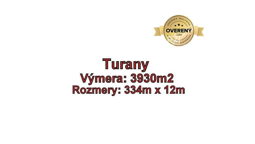 TURANY -  pozemok 3930 m2,okr. Martin  
